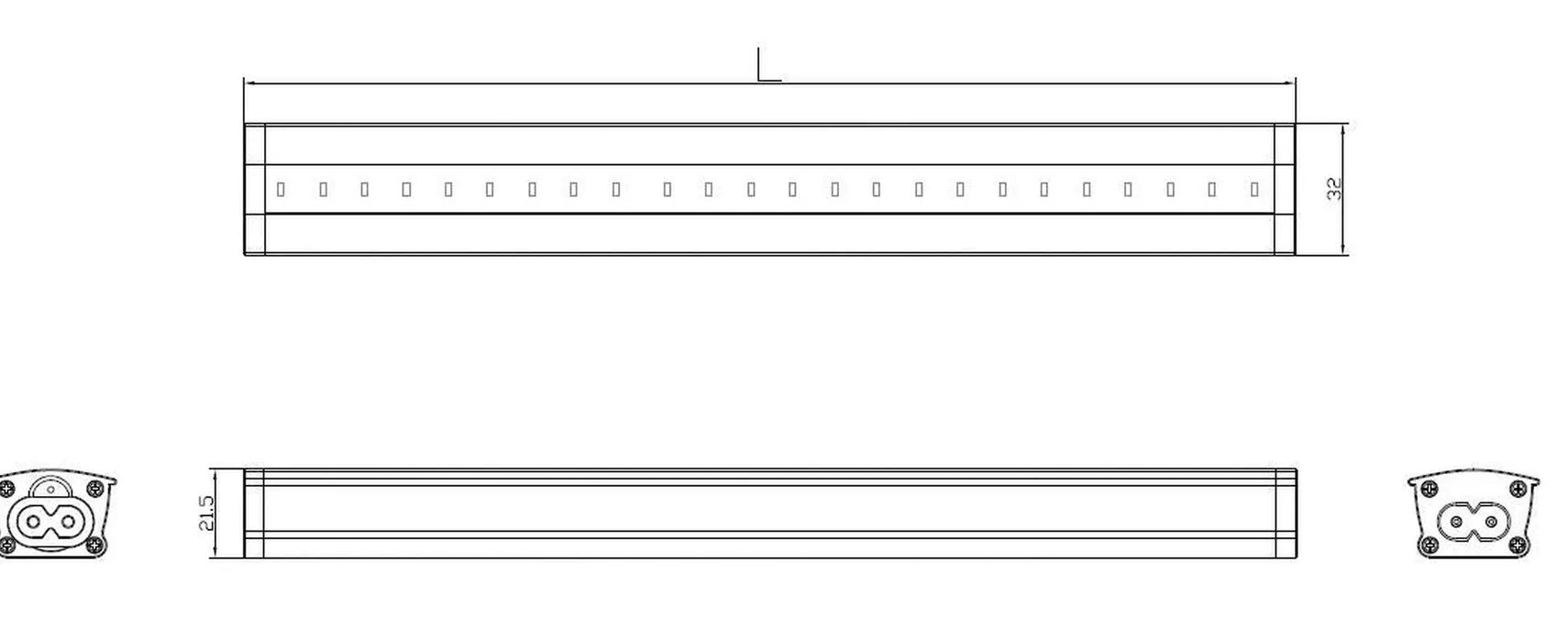 Super Linear skinne 40,6 cm 6W 3000K dimbar - Hvit