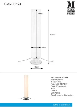 Sylinder 20W 110 cm hvit - Garden 24 - Hvit