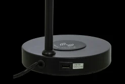 Tabela bordlampe med trådløs lader og USB - Svart