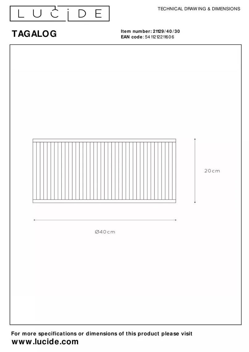 Tagalog taklampe 40 cm - Svart