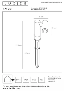 Tatum hagebelysning på spyd 13 cm 4,5W IP65 3000K - Antrasitt