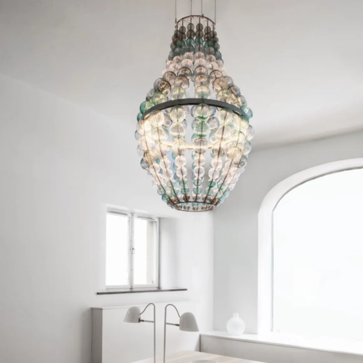 The Crown lysekrone 135 cm - Håndblåst glass