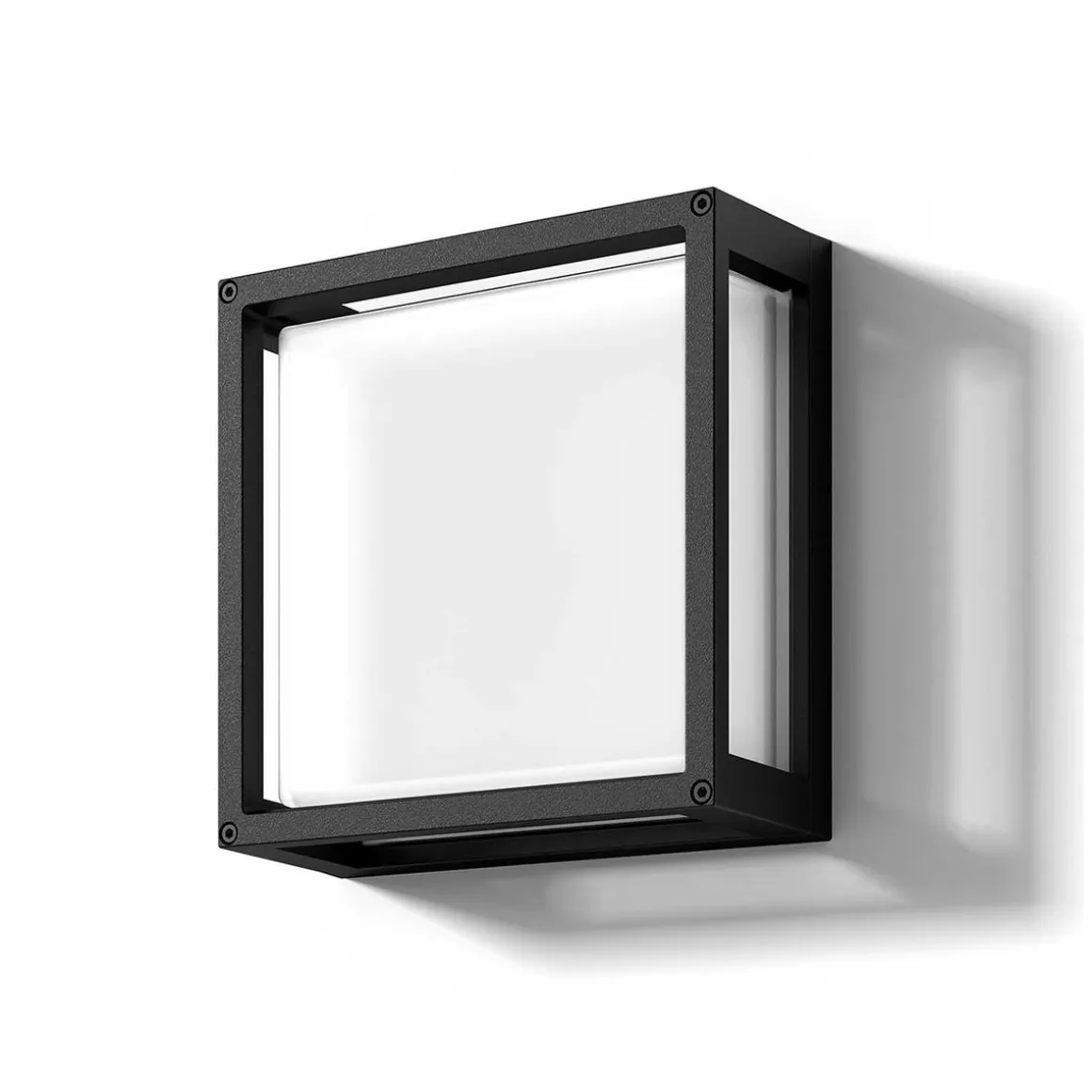 Thor vegglampe IP65 12W utendørs - Svart/Frostet glass