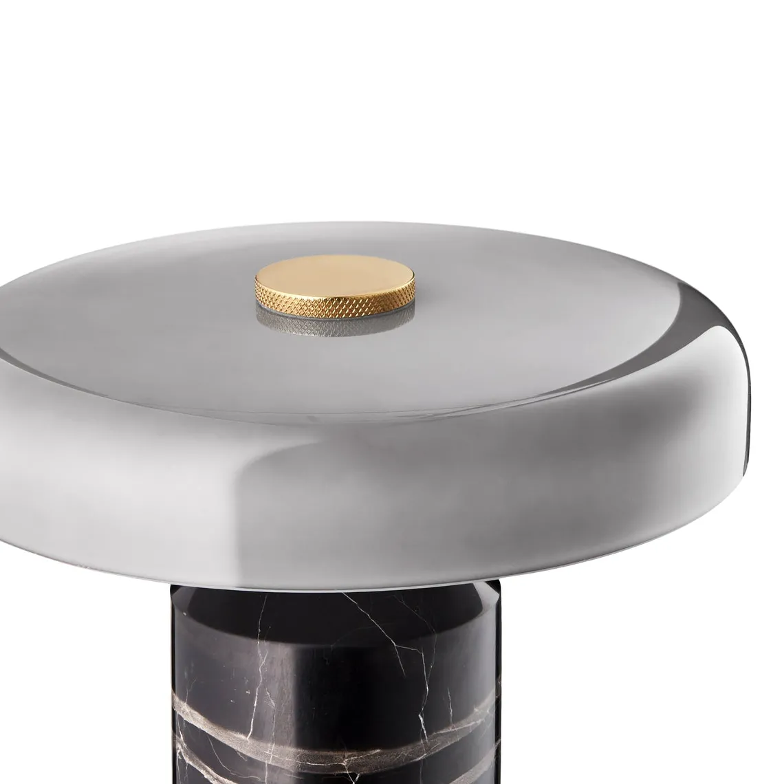 Trip oppladbar bordlampe - Ask marmor/Grå blank skjerm