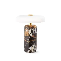 Trip oppladbar bordlampe - Dark Clay marmor/Hvit skjerm