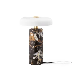 Trip oppladbar bordlampe - Dark Clay marmor/Hvit skjerm