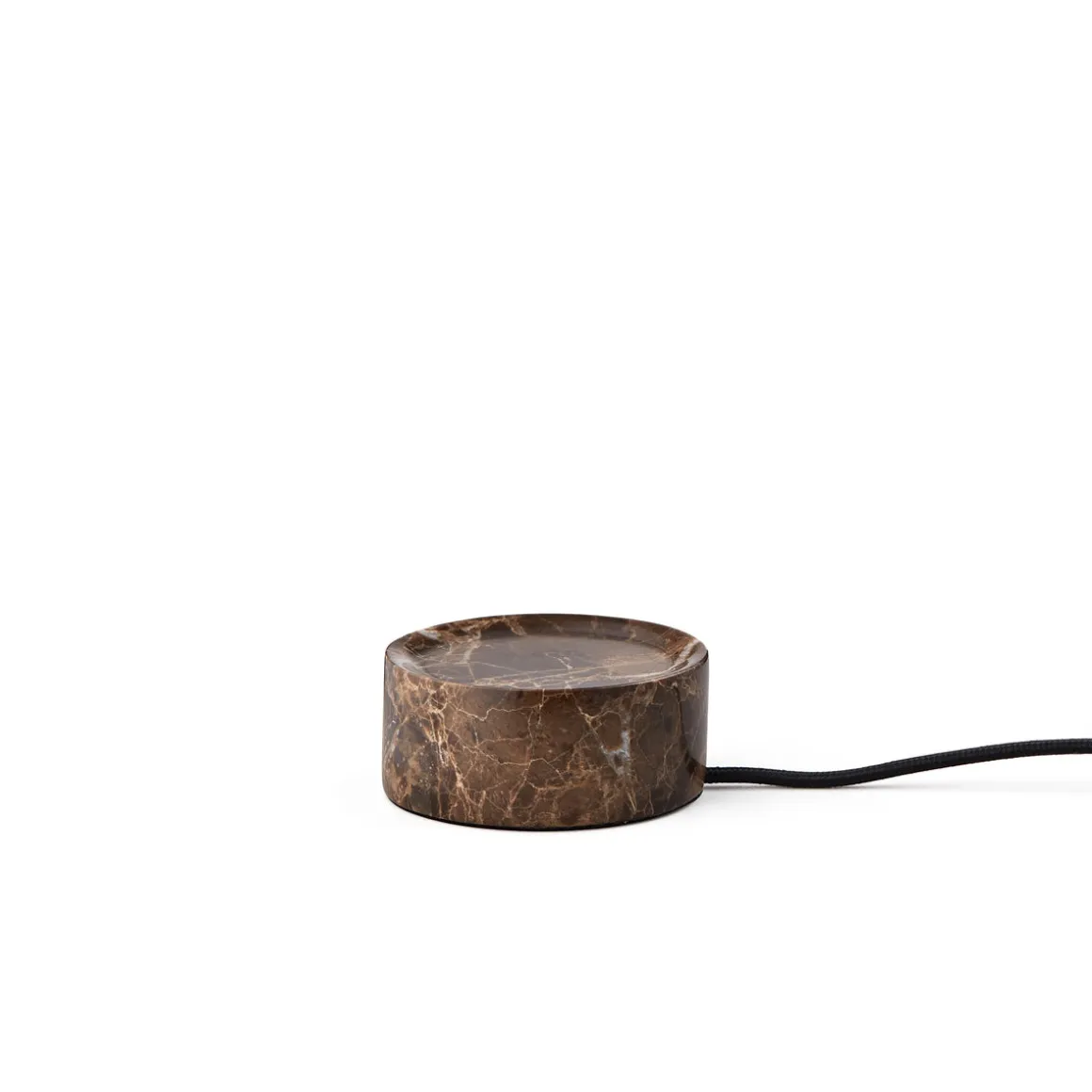 Trip oppladbar bordlampe - Dark Emperador brun marmor/Hvit skjerm