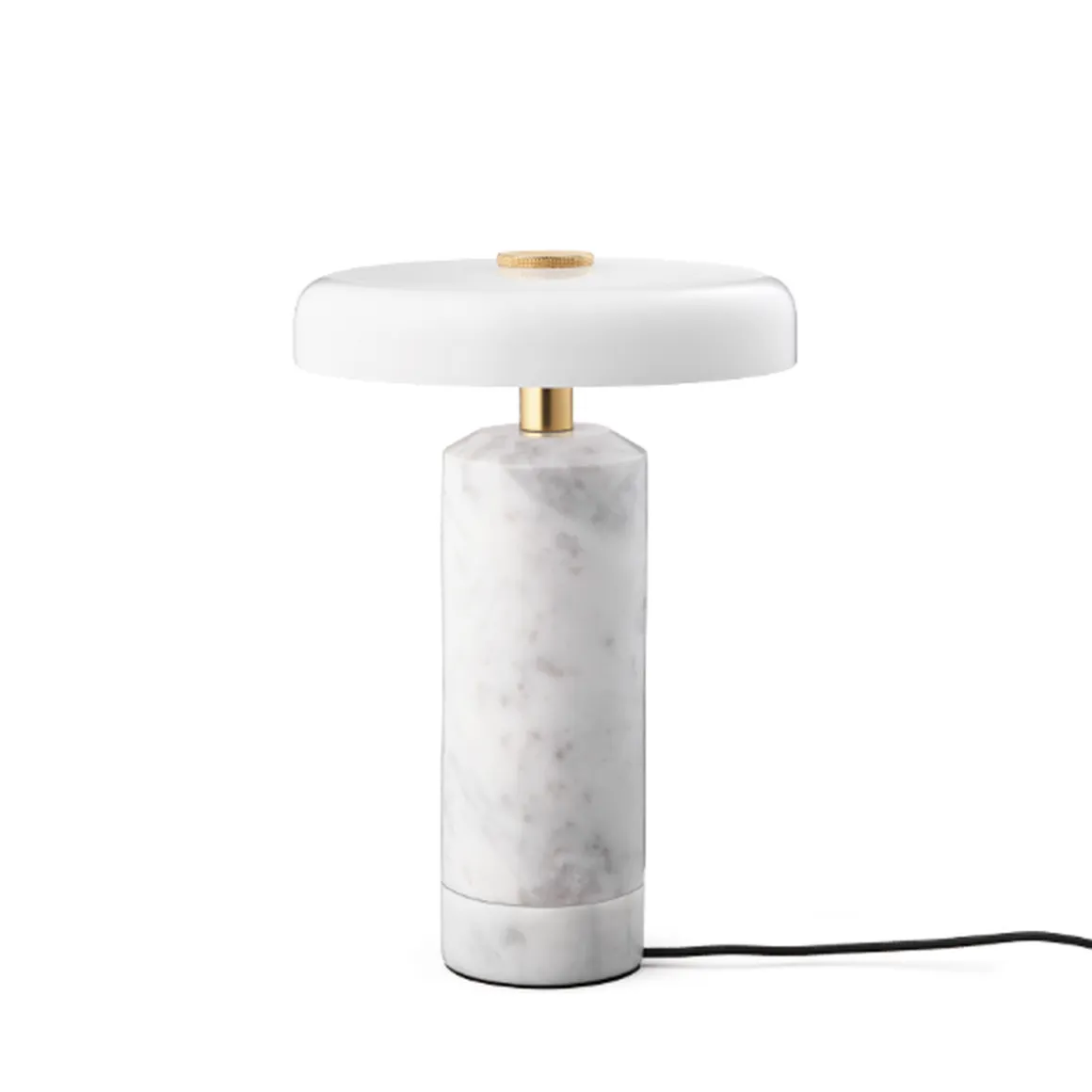 Trip oppladbar bordlampe - Hvit marmor/Hvit skjerm