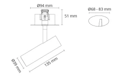Tube Micro R takspot for innfelling 15W 3000K dimbar
