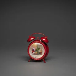 Vannfylt vekkerklokke med nisse, barn og juletre