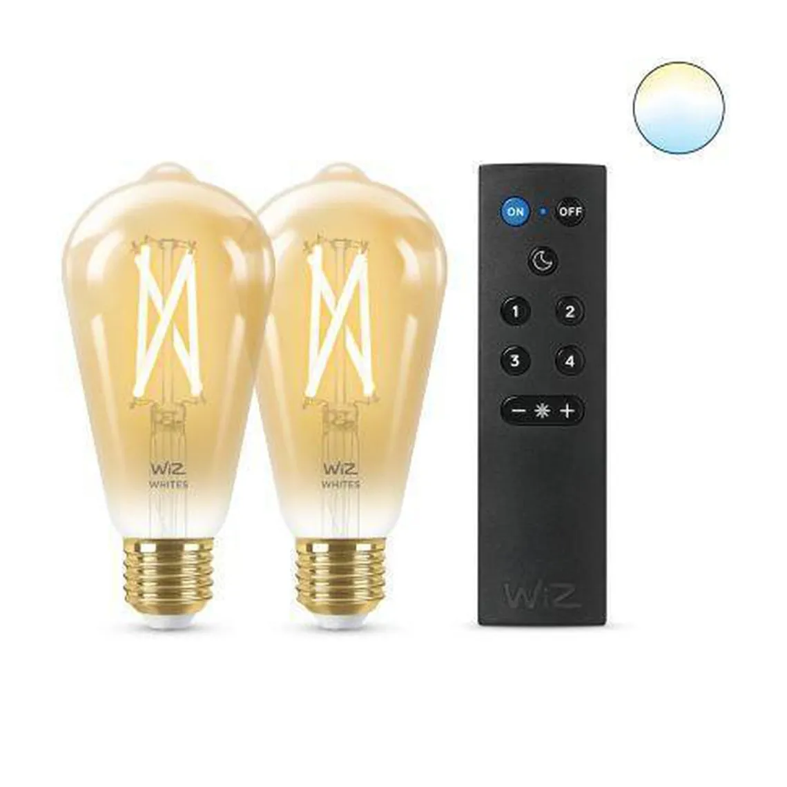 WiZ E27 Lyspære filament St64 6,7W Wifi 2 pak m/fjernkontroll - Justerbar fargetemperatur 2000-5000 Kelvin
