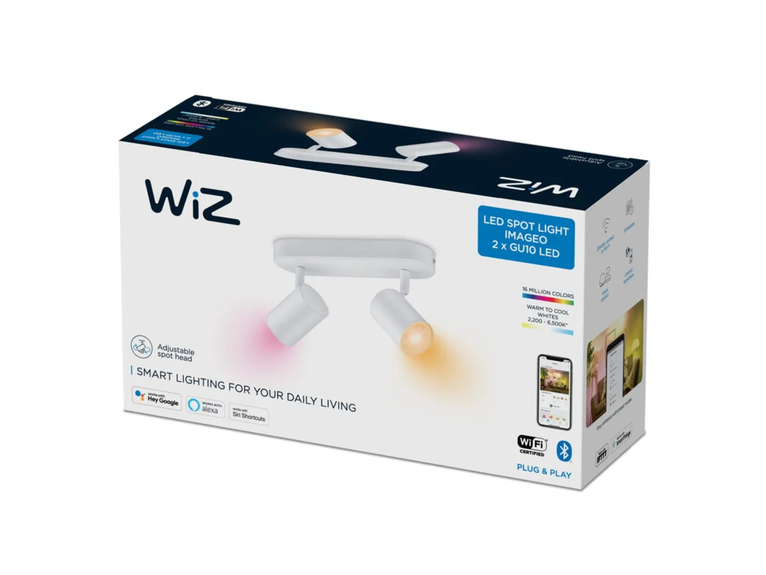 WiZ Smart Imageo dobbel spot 2x5W 2700-6500K RGB Fullfarge Wîfi - Hvit