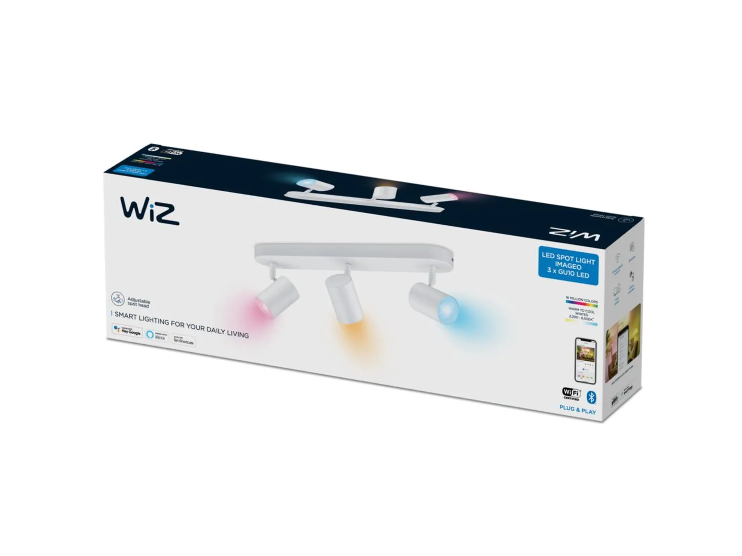 WiZ Smart Imageo 3 lys spot 3x5W 2700-6500K RGB Fullfarge Wîfi - Hvit