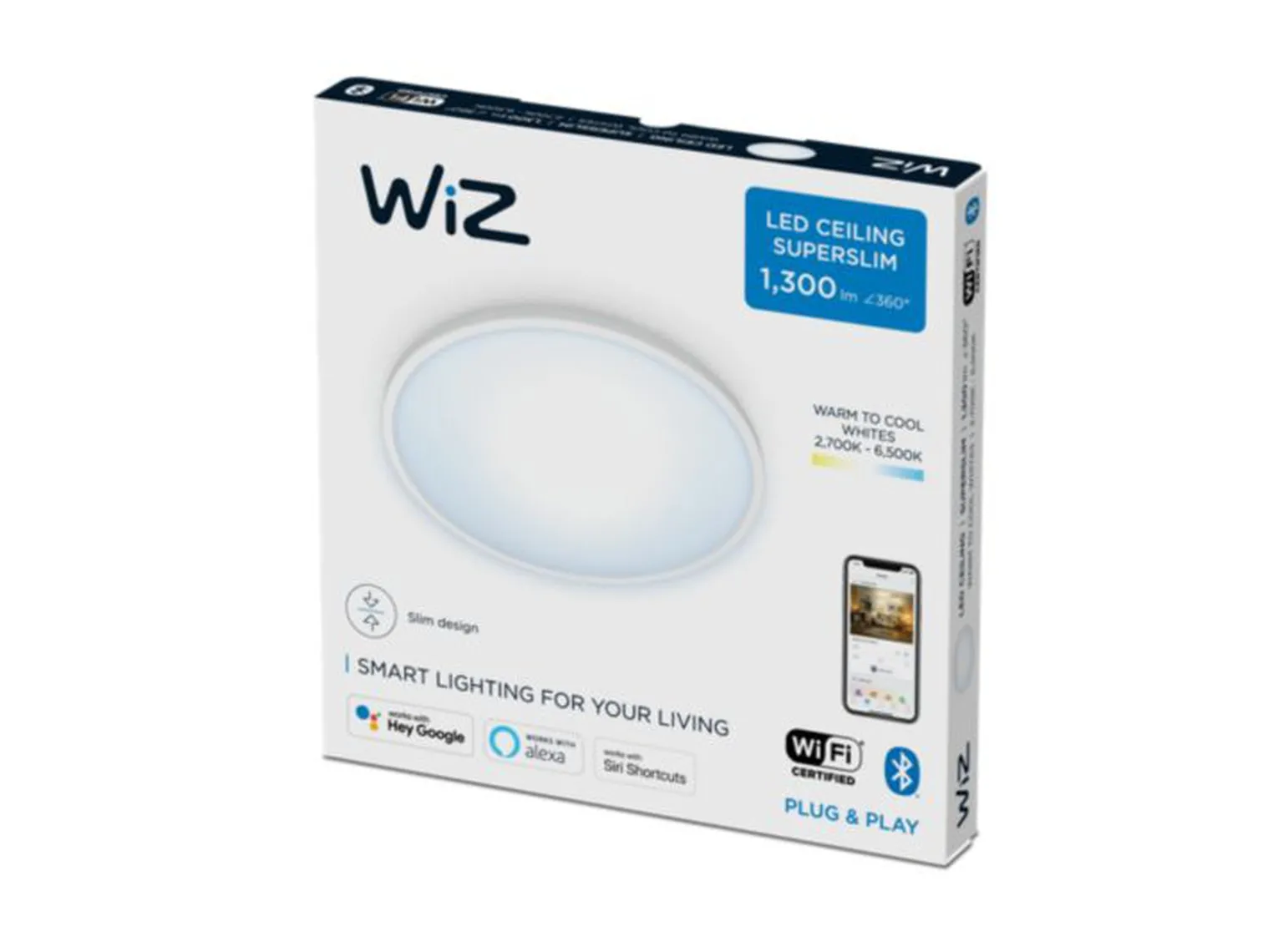 WiZ Smart Superslim taklampe 14W 2700-6500K 24,2 cm Wîfi - Hvit