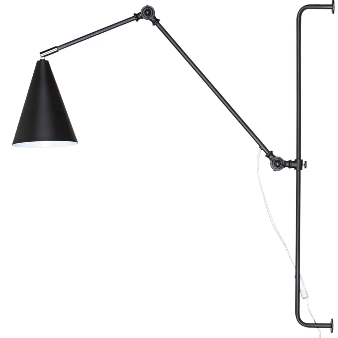 Yukon vegglampe lang - Matt svart