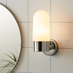 Zen vegglampe IP44 - Krom/opalhvit - Krom / Opal